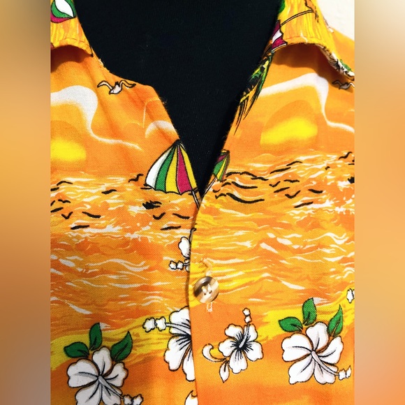 Hawaiian Fun Wear Vibrant Orange Vintage Hawaiian Shirt XL - Picture 7 of 7